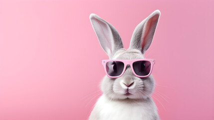 Funny Rabbit Wearing Sunglasses Isolated Backgrund AI Artwork