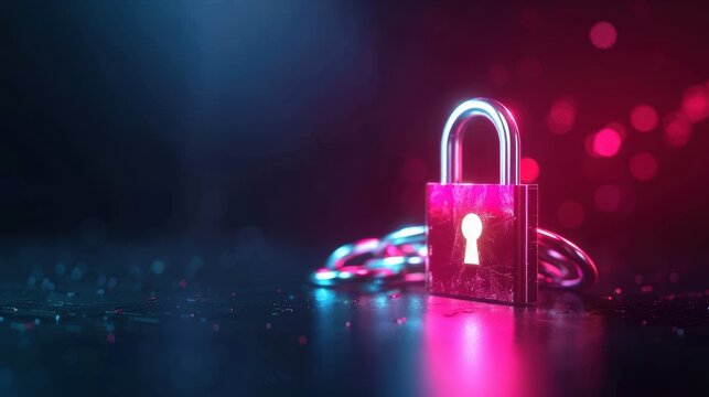 A campaign banner for cybersecurity awareness, featuring a lock symbol and warnings about identity theft and phishing, designed for maximum visibility in public spaces.