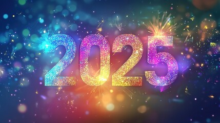 Glittery 2025 with Sparkles and Bokeh