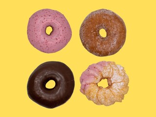 chocolate donuts isolated on white