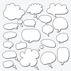 Hand drawn cartoon style speech or chat bubble collection