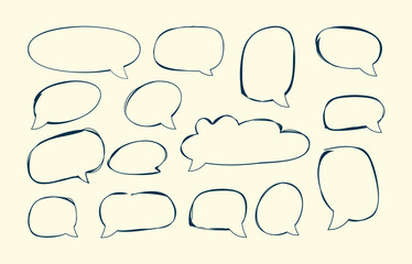 Hand drawn cartoon style speech or chat bubble collection