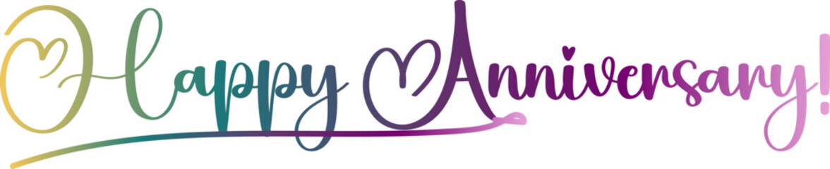 gradient color, Happy Anniversary Calligraphic Inscription. Calligraphic Lettering Design Template. Creative Typography for Greeting Card, Gift Poster, Banner