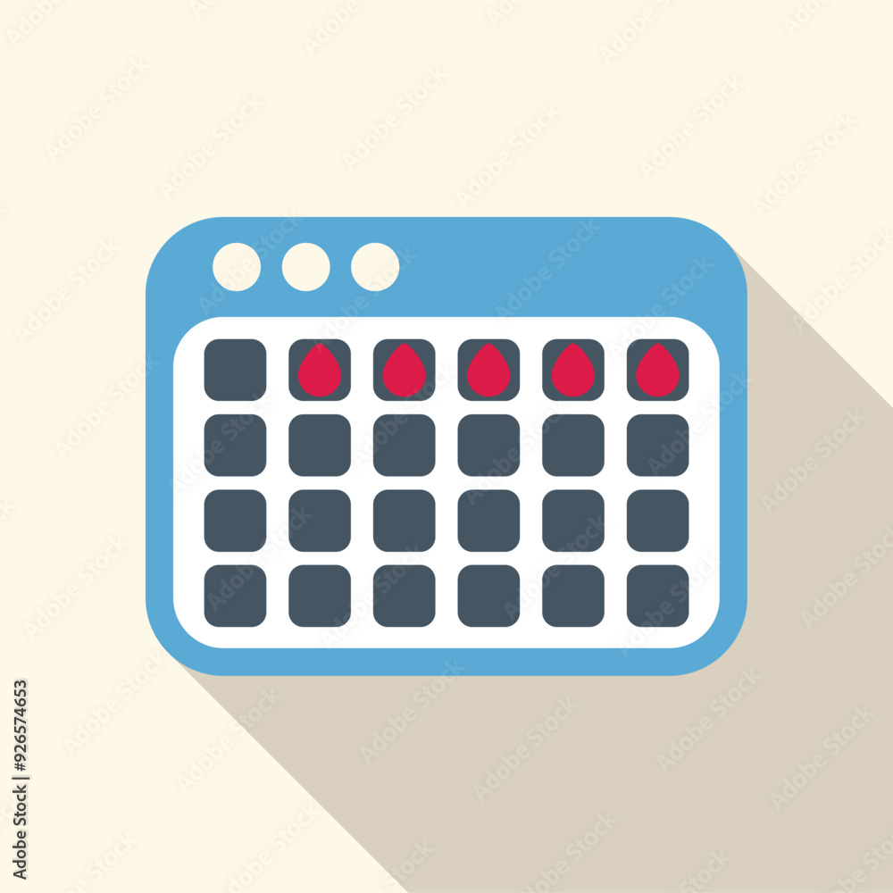 Poster menstrual cycle tracking app is showing period days on calendar