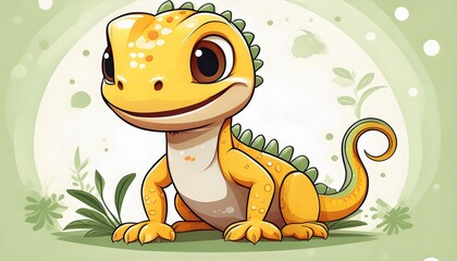 Adorable yellow lizard cartoon character, perfect for your designs!