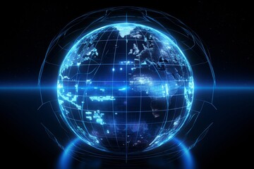 Digital Networked Globe with Glowing Connections.