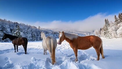 Animal snow nature winter horses