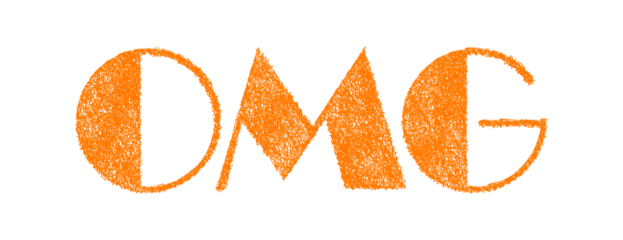 Scribble OMG text speech comic art with bubble in the white background.