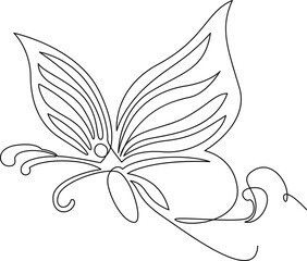 Beautiful butterfly one line art vector illustration