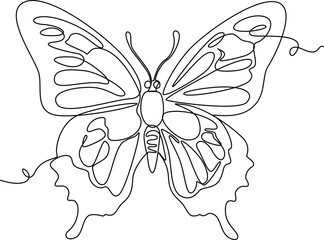Beautiful butterfly one line art vector illustration