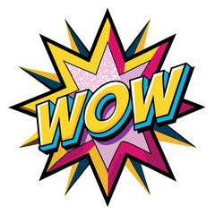 Pop Art Star with "Wow" Message Vector Design Illustration