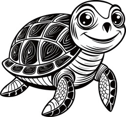 Illustration cartoon little turtle 