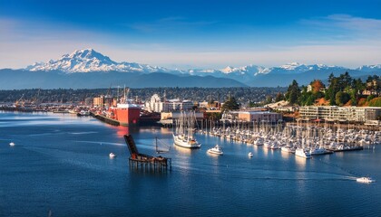 Bremerton, a city in Washington state, has a beautiful harbor and stunning views of the Olympic Mountains.