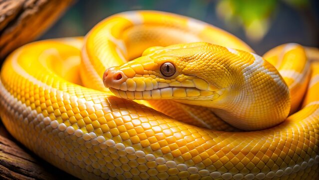 A vibrant yellow snake symbolizing the Python programming language, known for its simplicity and versatility 