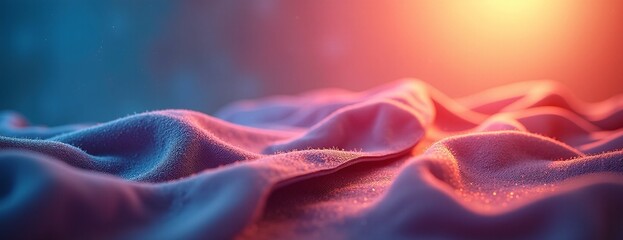 Obraz premium Abstract fabric waves in vibrant blue and orange creating dreamy atmosphere