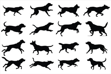 Dog Silhouette Bundle, Different Poses Dog Silhouette Bundle, Animal Dog Silhouette