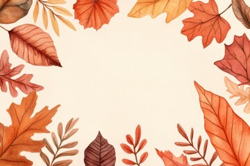 Fototapeta premium A vibrant collection of autumn leaves in warm colors, perfect for seasonal designs and nature-inspired artworks. watercolor Style.