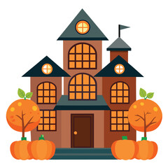 Whimsical Pumpkin House Vector Design Illustration