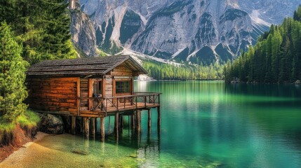 Lake Braies, with its emerald waters and majestic mountain backdrop, offers a breathtaking landscape that embodies the beauty of the Dolomites.