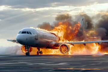 Airplane on Fire During Emergency Landing