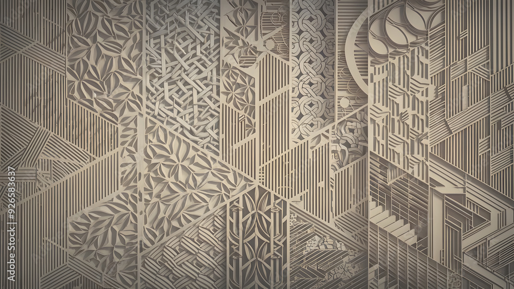 Poster abstract geometric pattern in beige tones: a captivating abstract background image, featuring intric