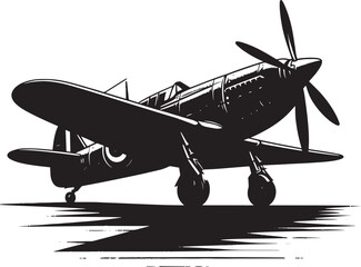 Old Fighter Jet Airplane Silhouette flat vector illustration isolated on a white background