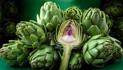 Obraz premium Food healthy raw vegetable market green fresh artichoke plant organic