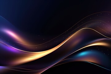 Abstract dark background with glowing lines and particles.