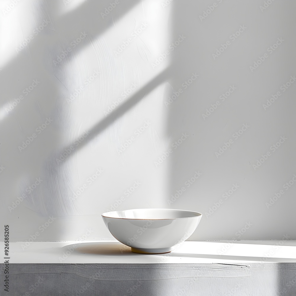 Poster clean white backdrop for product presentation with soft shadow and minimal details