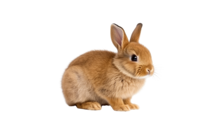 One newborn rabbit on a white background. Telephoto lens photography Realistic daylight