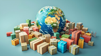 3D earth graphic symbolizing global trade vector