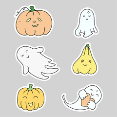 Halloween doodle set. Vector isolated on white background