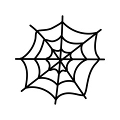 Spider web doodle. Vector isolated on white background