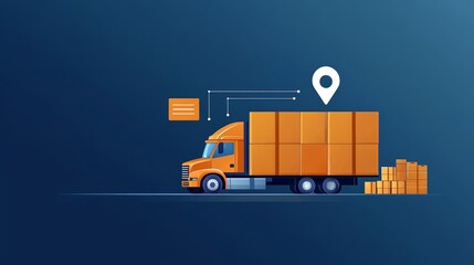 Naklejka premium Logistics technology, efficient routing paths, flat design illustration