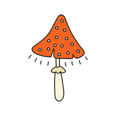 Fly agaric doodle. Vector isolated on white background