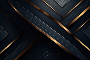 Obraz premium Abstract dark background with gold lines.