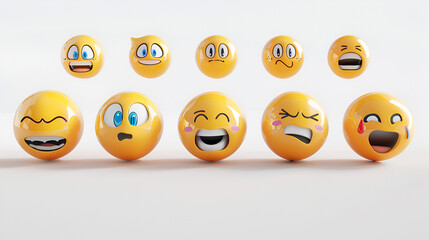 Fototapeta premium 3D rendering set of emoji isolated on white