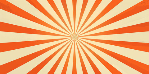 Obraz premium Vibrant Orange and Beige Radial Stripes Background with Retro Vintage Design Elements