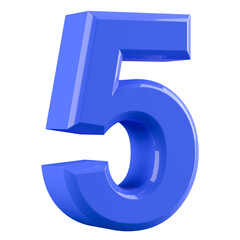 Blue 3D Number 5