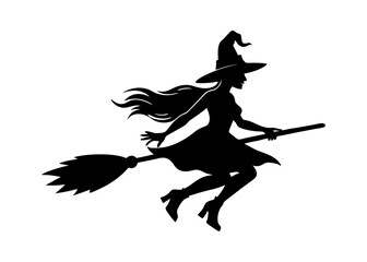 A Silhouette of a Witch on a Broomstick