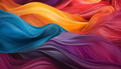 Obraz premium Flowing fabric flat design front view billowing cloth animation Triadic Color Scheme