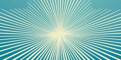 Fototapeta premium Abstract Radiating Starburst in Teal and Cream Colors Background
