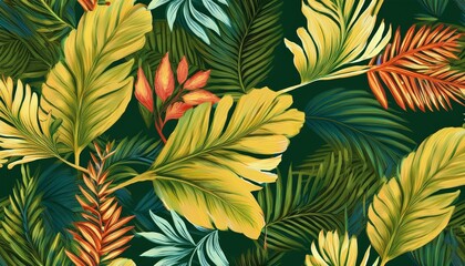 Nature seamless summer fabric illustration leaves design floral plant texture spring pattern wallpaper background