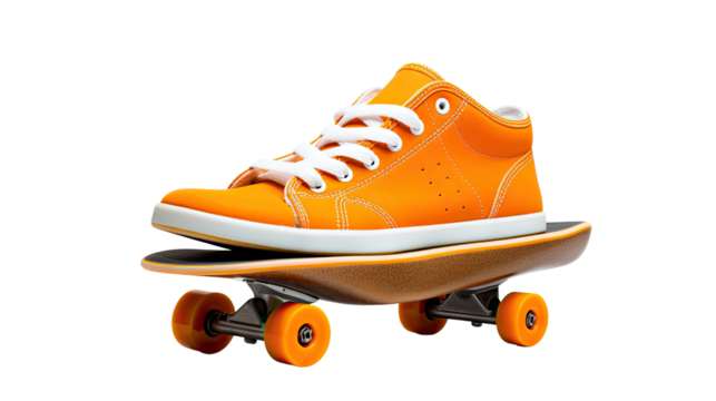 skateboard shoes on white background. Telephoto lens photography Realistic daylight