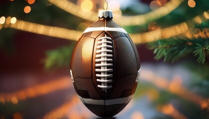 Obraz premium Adorno navideño en forma de balon de futbol americano, rugby