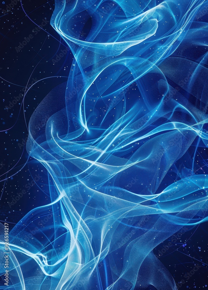 Aufkleber abstract blue light swirls and particles on a dark background create a mesmerizing cosmic effect.
