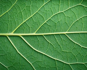 Close-up of a green leaf with intricate veins.