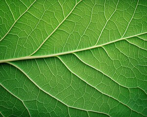 Obraz premium Close-up of a green leaf with visible veins.