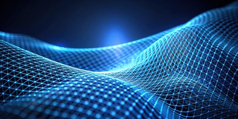 Abstract glowing blue mesh on dark background, technology, network, abstract, digital, design, lines, pattern, futuristic