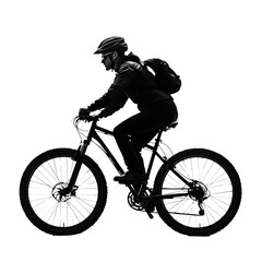 Silhouette of a cyclist in motion, showcasing athleticism and adventure against a minimalistic background